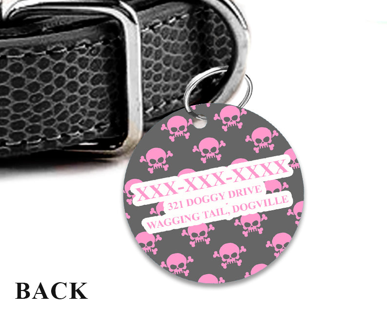 Pet ID Tag | Pink Skull